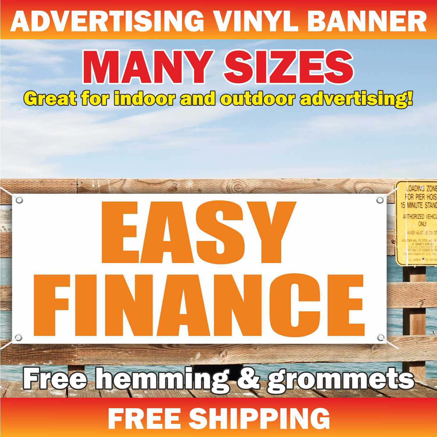 EASY FINANCE Advertising Banner Vinyl Mesh Sign Used Car Auto Sales Lot credit
