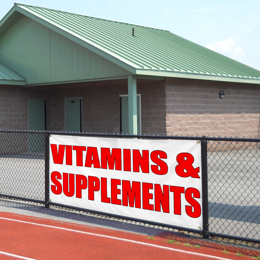 Vinyl Banner Multiple Sizes Vitamins and Supplements Business Pharmacies Outdoor