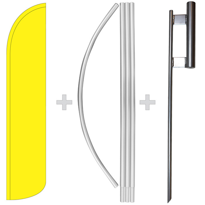 Solid Yellow 15&prime; Tall Windless Swooper Feather Banner Flag & Pole Kit