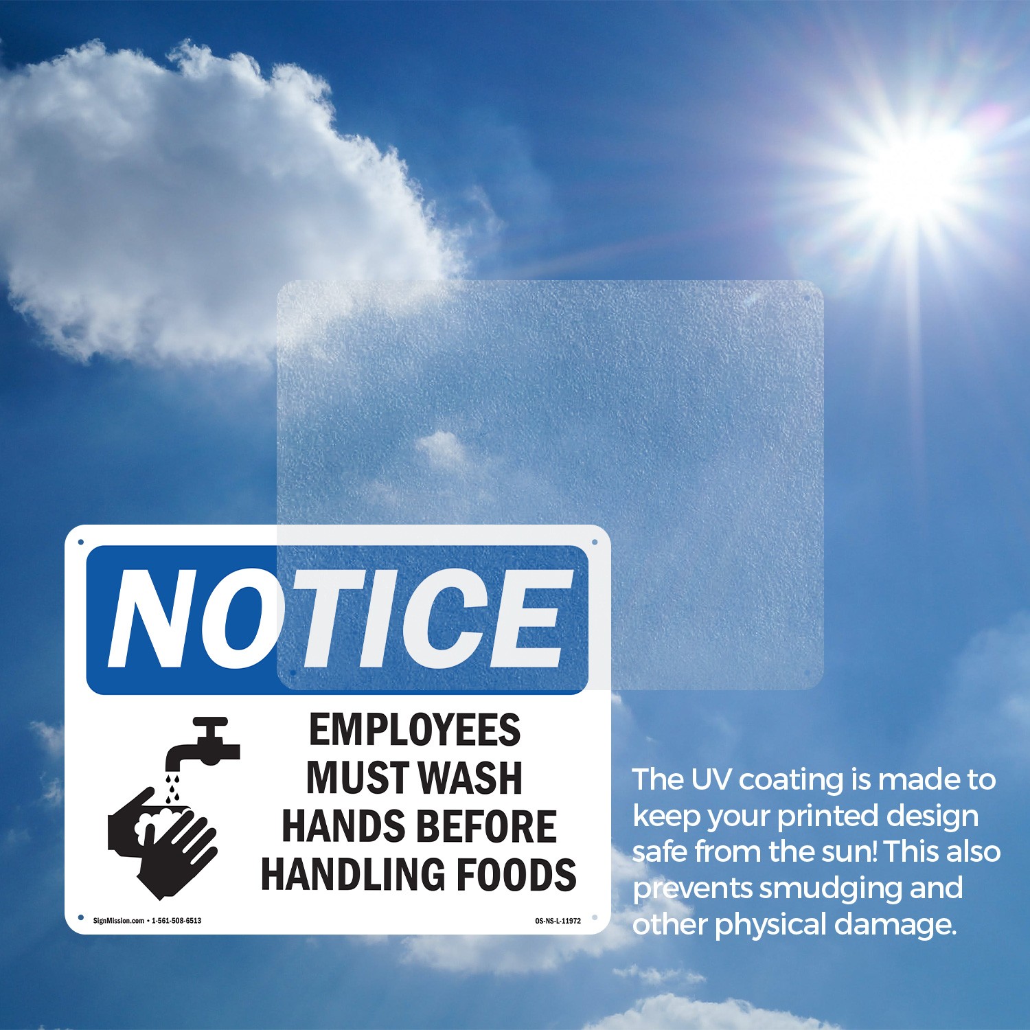 Employees Must Wash Hands Before OSHA Notice Sign Metal, Decal – 5 or 10 Pack