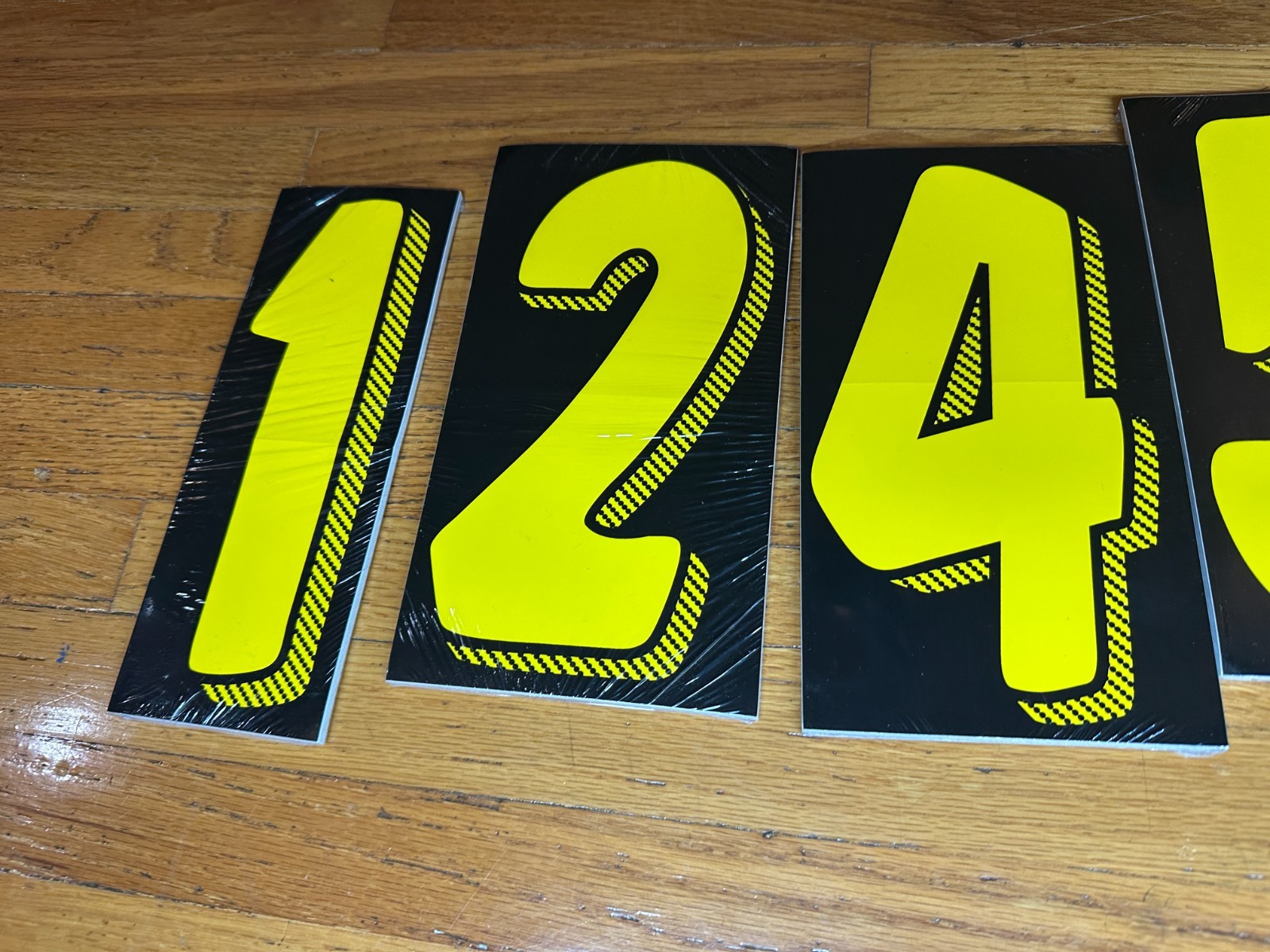 Complete Set of 7.5” Dealership Vinyl Numbers – Bold Yellow on Black – 96 Total