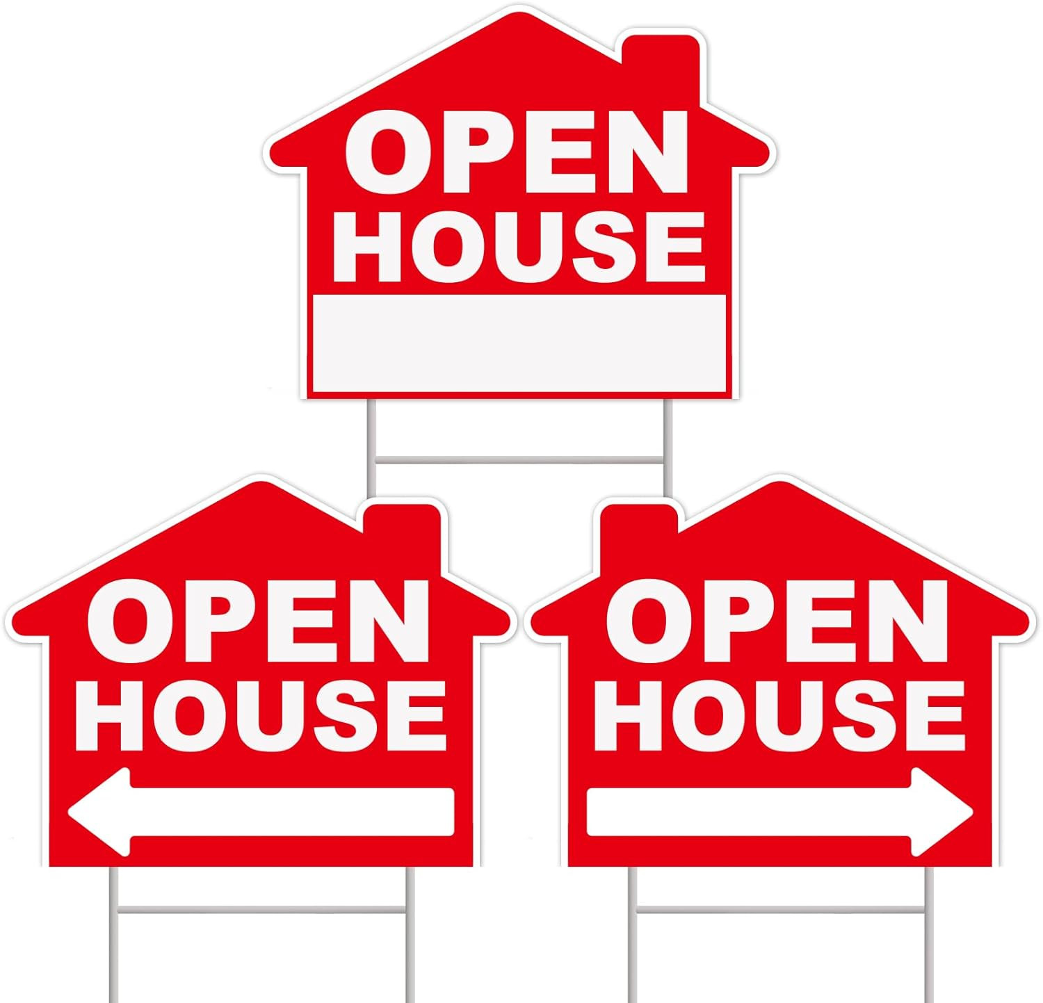 Open House Signs For Real Estate, 3-Pack 17&Prime;x13&Prime; Double-Sided Signs, Corrugated