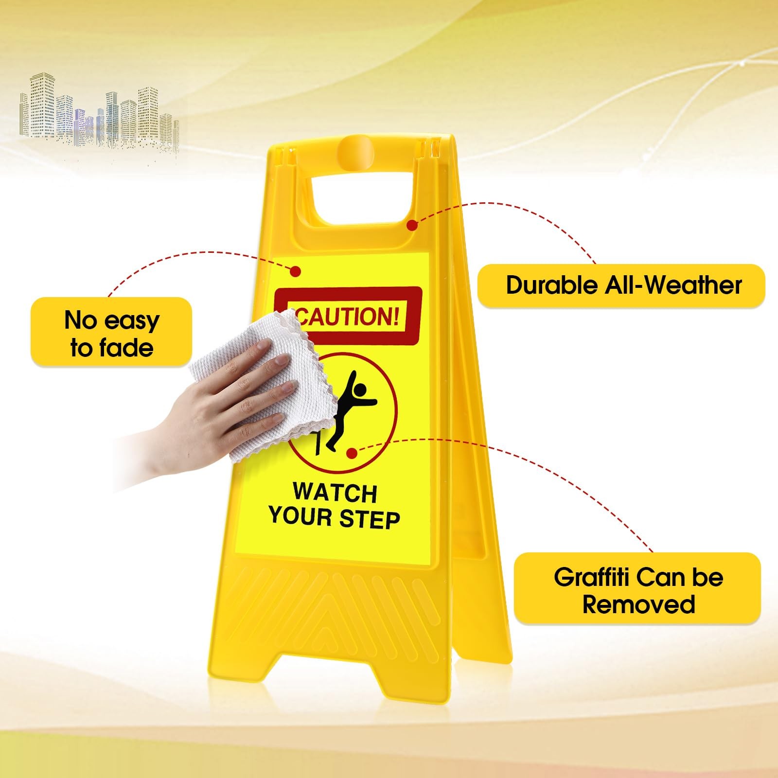Fuutreo 2 Pack Caution Watch Your Step Signs Reflective 24 x 11.8 Inch Double…