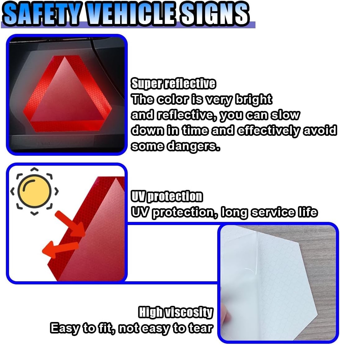Diamond Grade 2PCS Slow Moving Vehicle Safety Signs – 600ft Visibility, Red