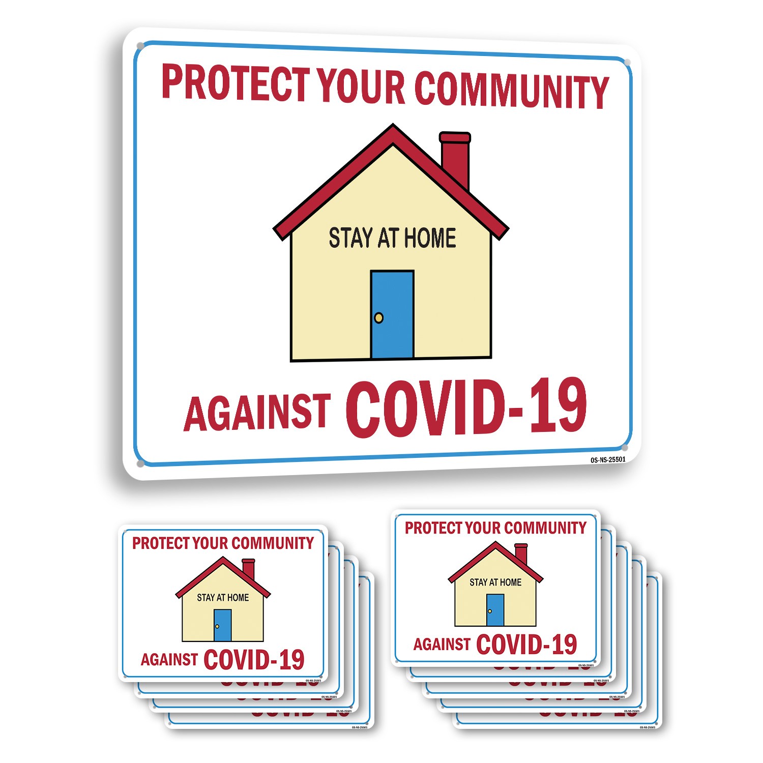 Protect Your Community Against COVID-19 Public Safety Sign, Decal 5 or 10 Pack