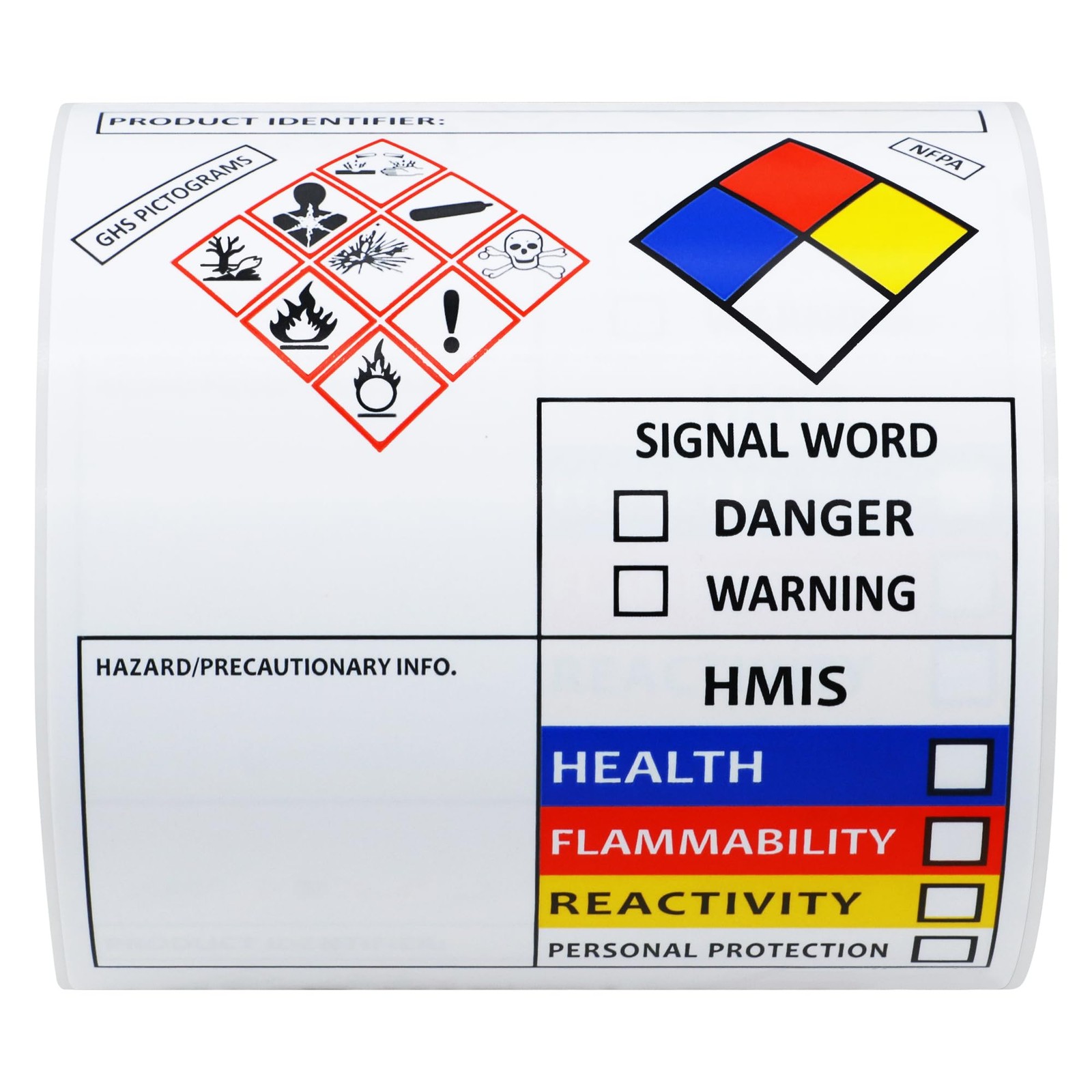 Hybsk SDS OSHA Chemical Safety Labels | 4×3 inches MSDS Stickers with GHS NFP…