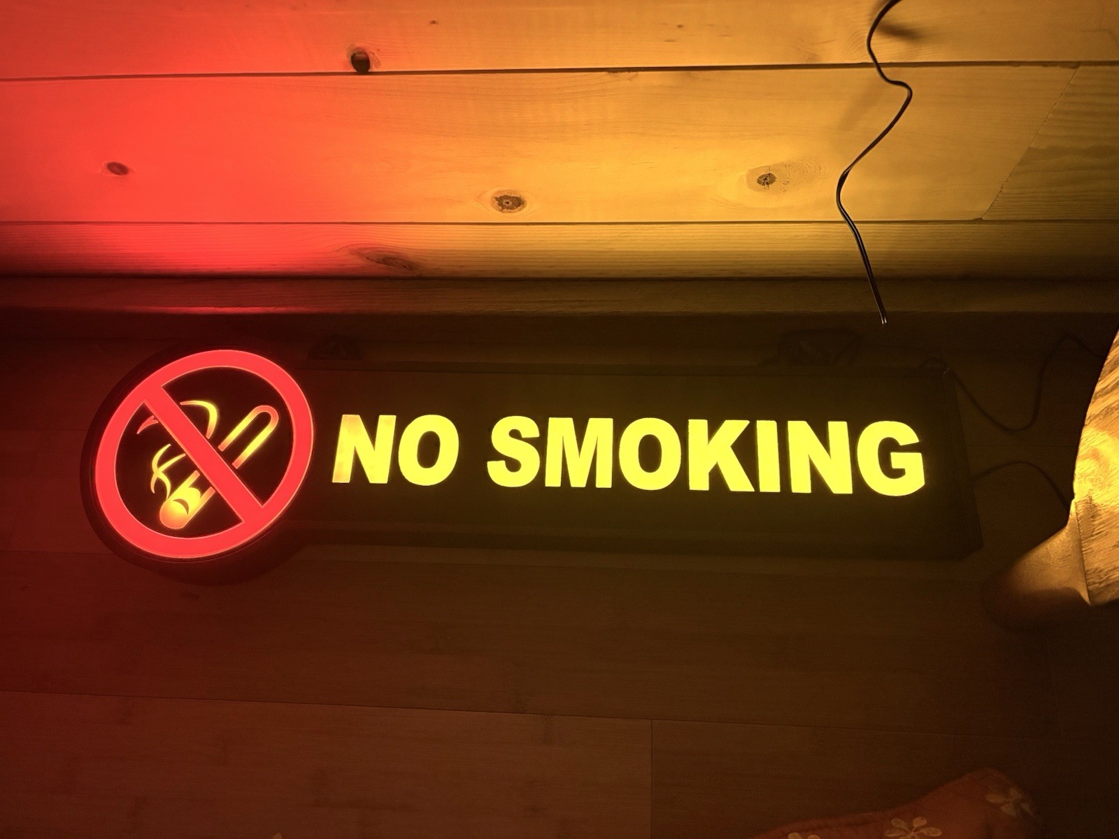 No Smoking Lighted Sign Neon Yellow And Red Business Sign