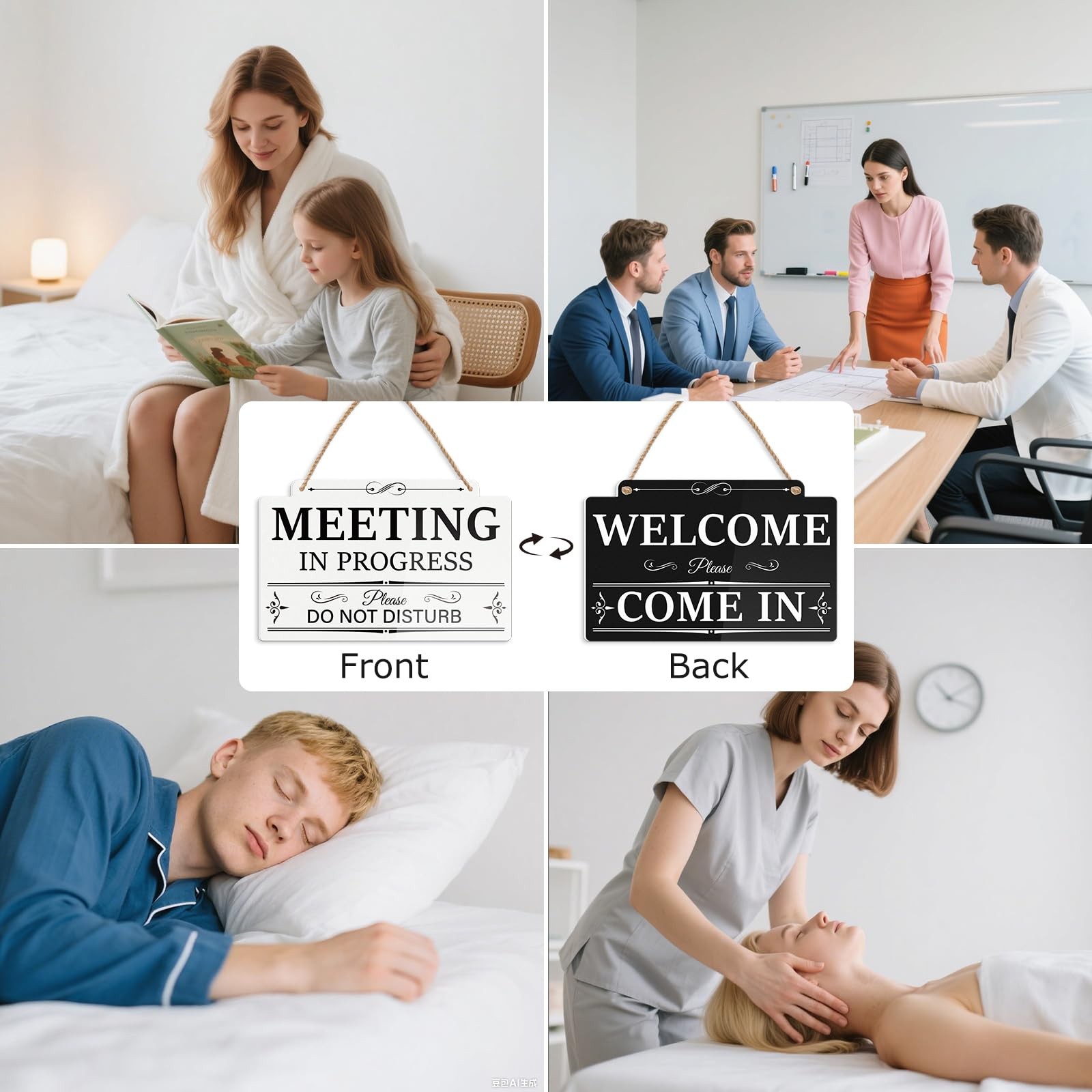 Meeting in Progress Door Sign Do Not Disturb Door Hanger Double-Sided Welcome…