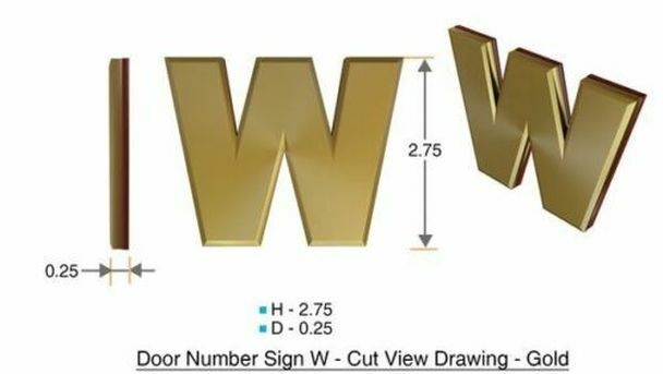 1 PCS – Apartment Number Sign/Mailbox Number Sign,Letter W(Gold,3D…-REF24-1027