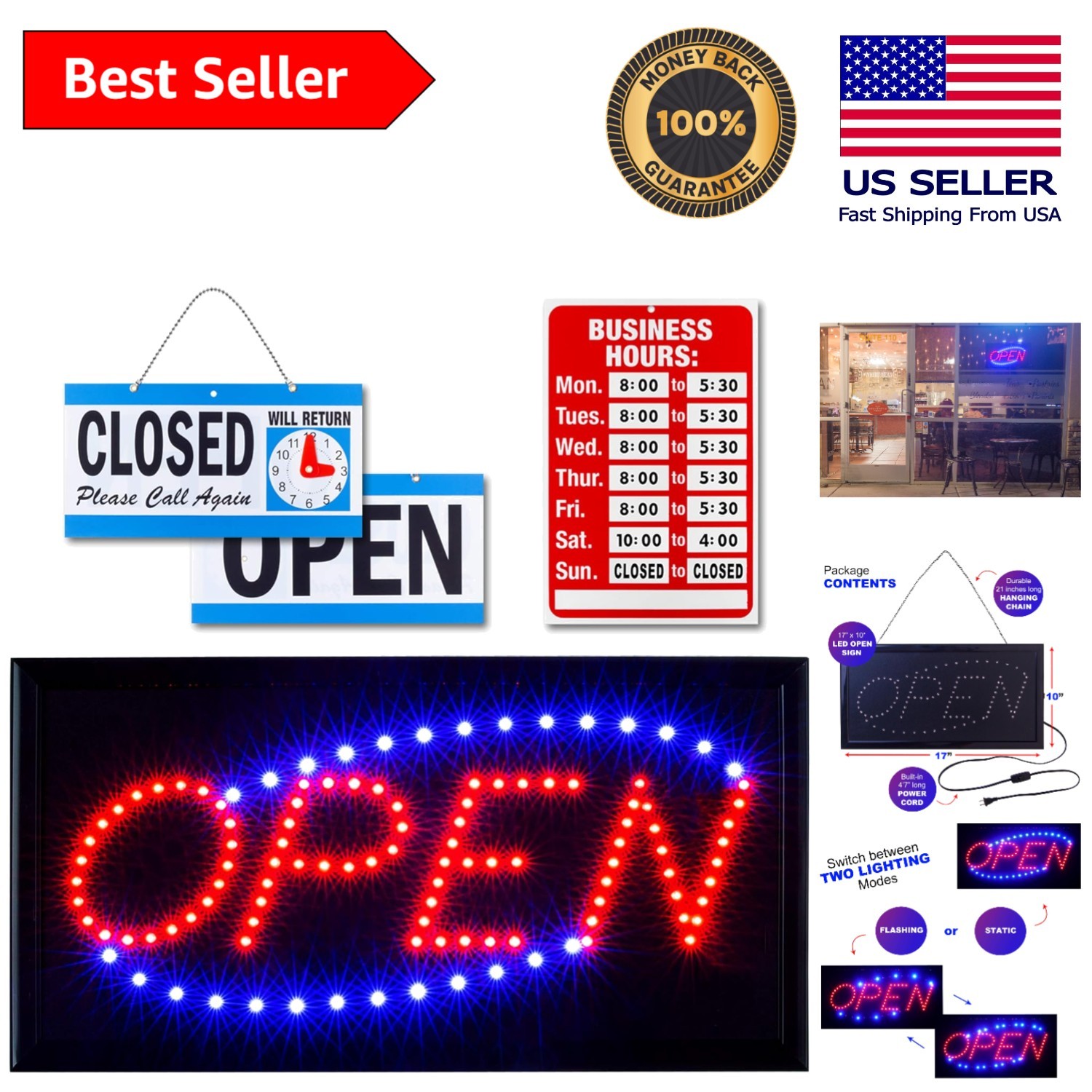 Attractive Neon Open Sign with Two Lighting Modes – Easy Install Solution