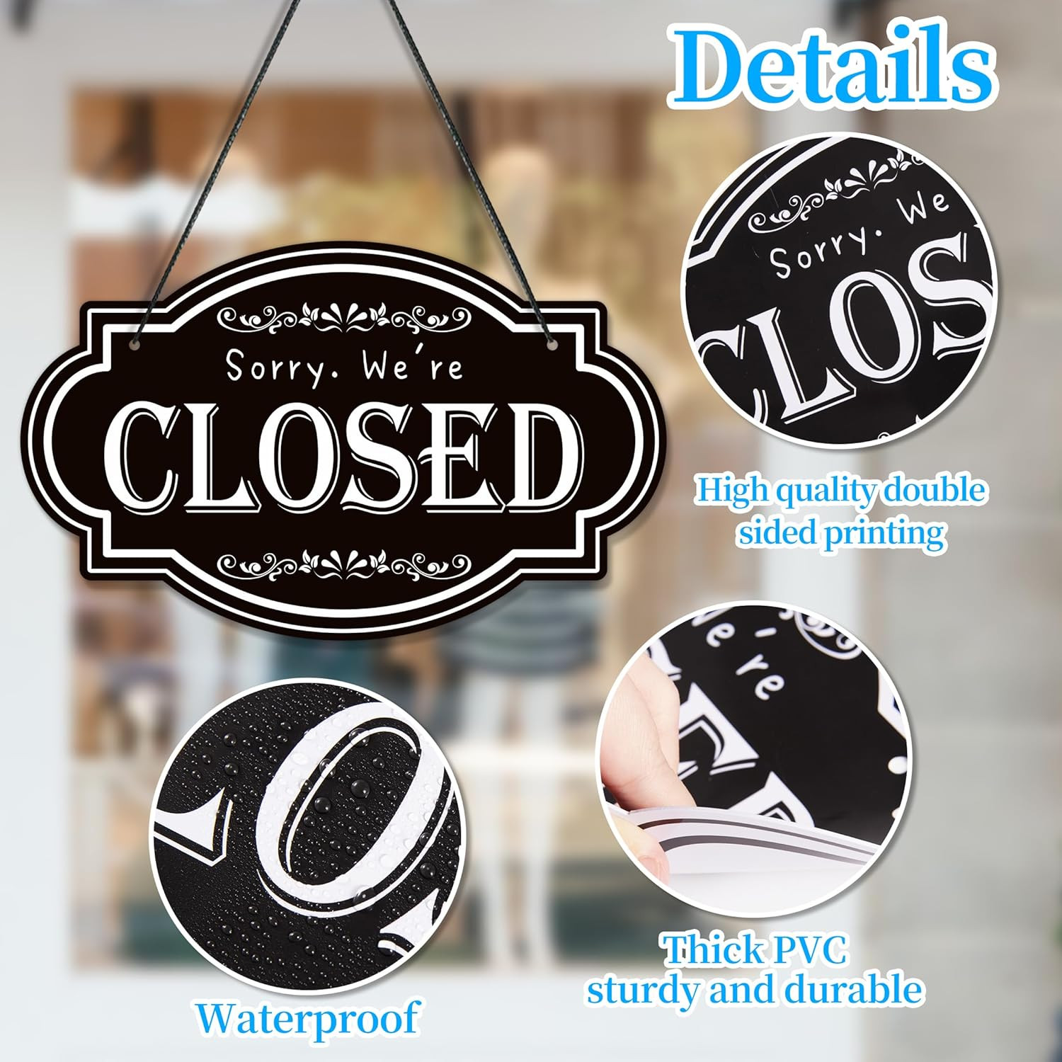 Open Closed Signs for Business, 11.8×7.2 Waterproof Double Sided Come In or Clos