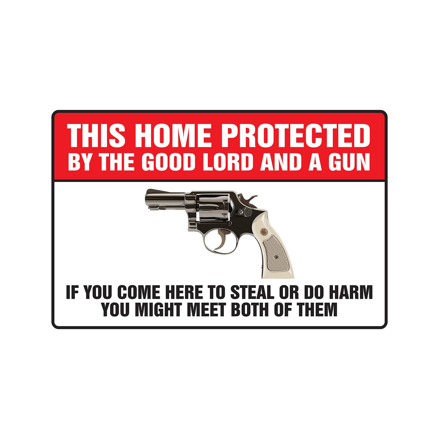 THIS HOME PROTECTED BY THE GOOD LORD AND A GUN Sign Or Decal gift trespassing