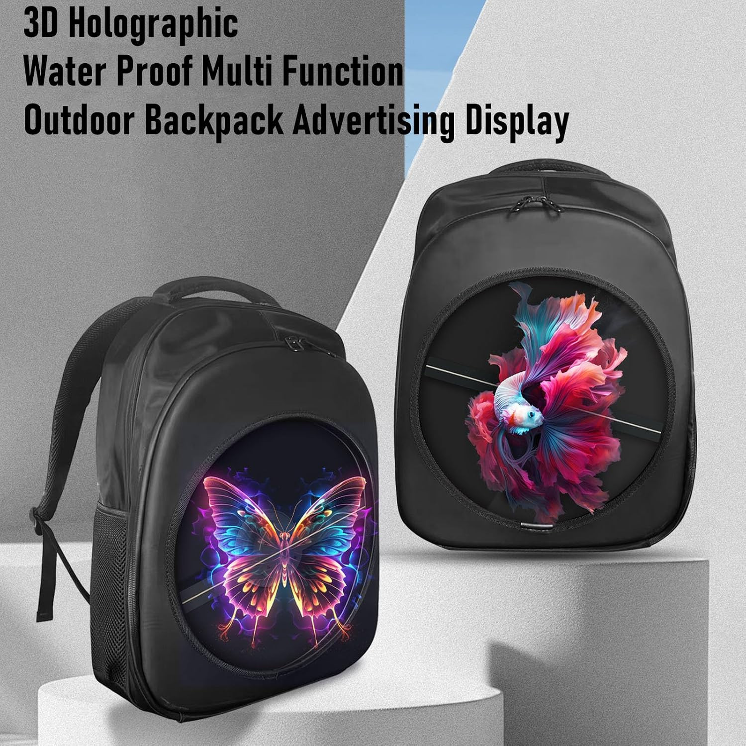 3D Hologram Fan LED Backpack, 1080 X 448 Holographic Projector Advertising Bag w