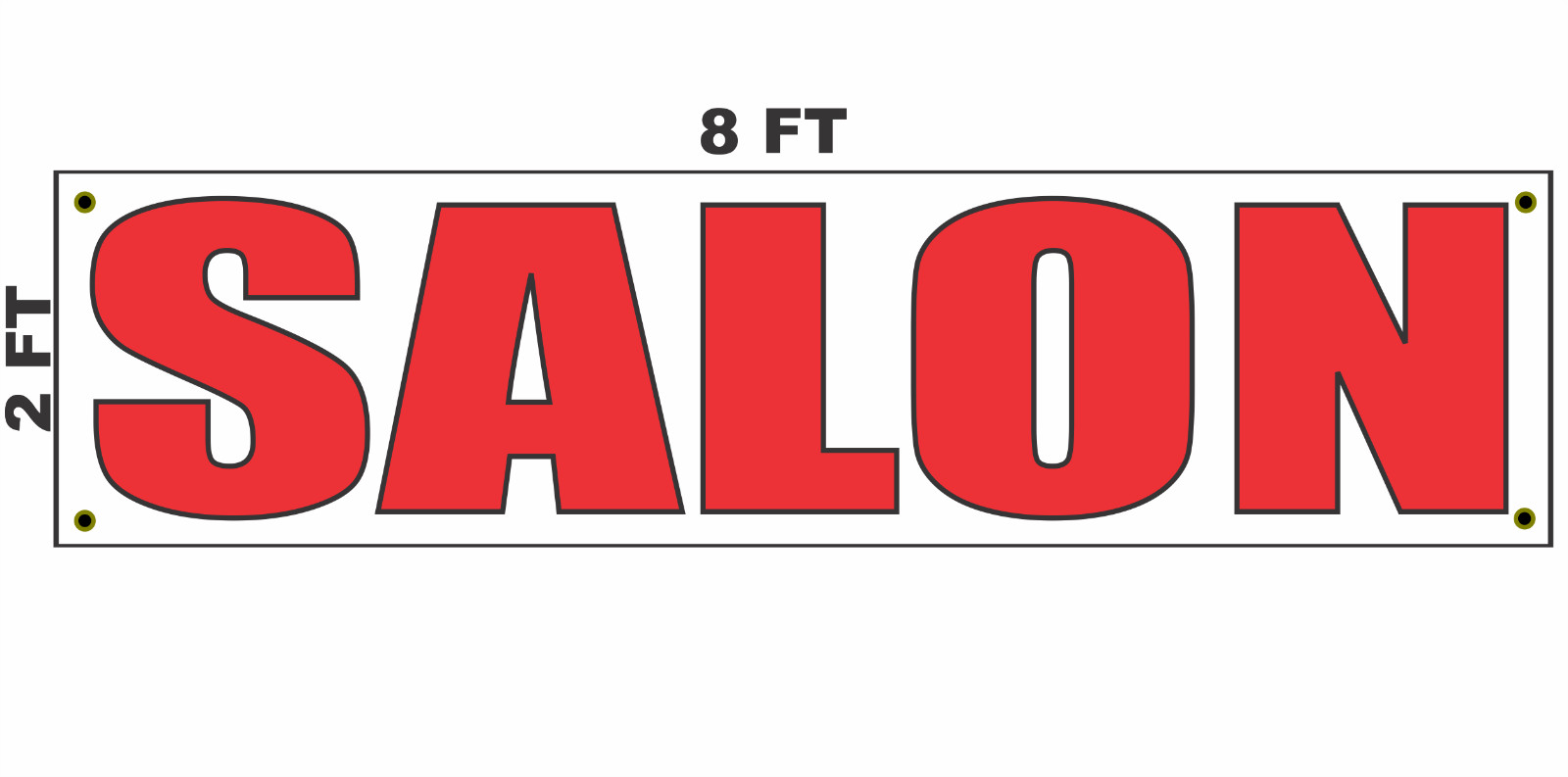 SALON Banner Sign 2×8 Red White & Black for Hair or Nail Beauty