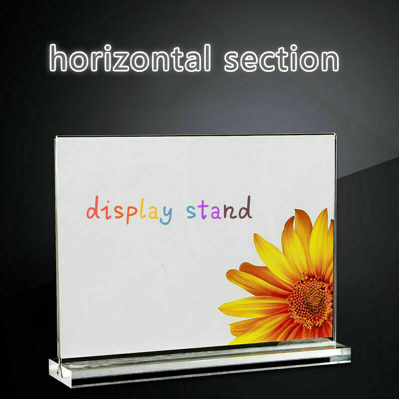 2X Acrylic T Display Stand Advertisement Menu Poster Leaflet Perspex Holder NR9