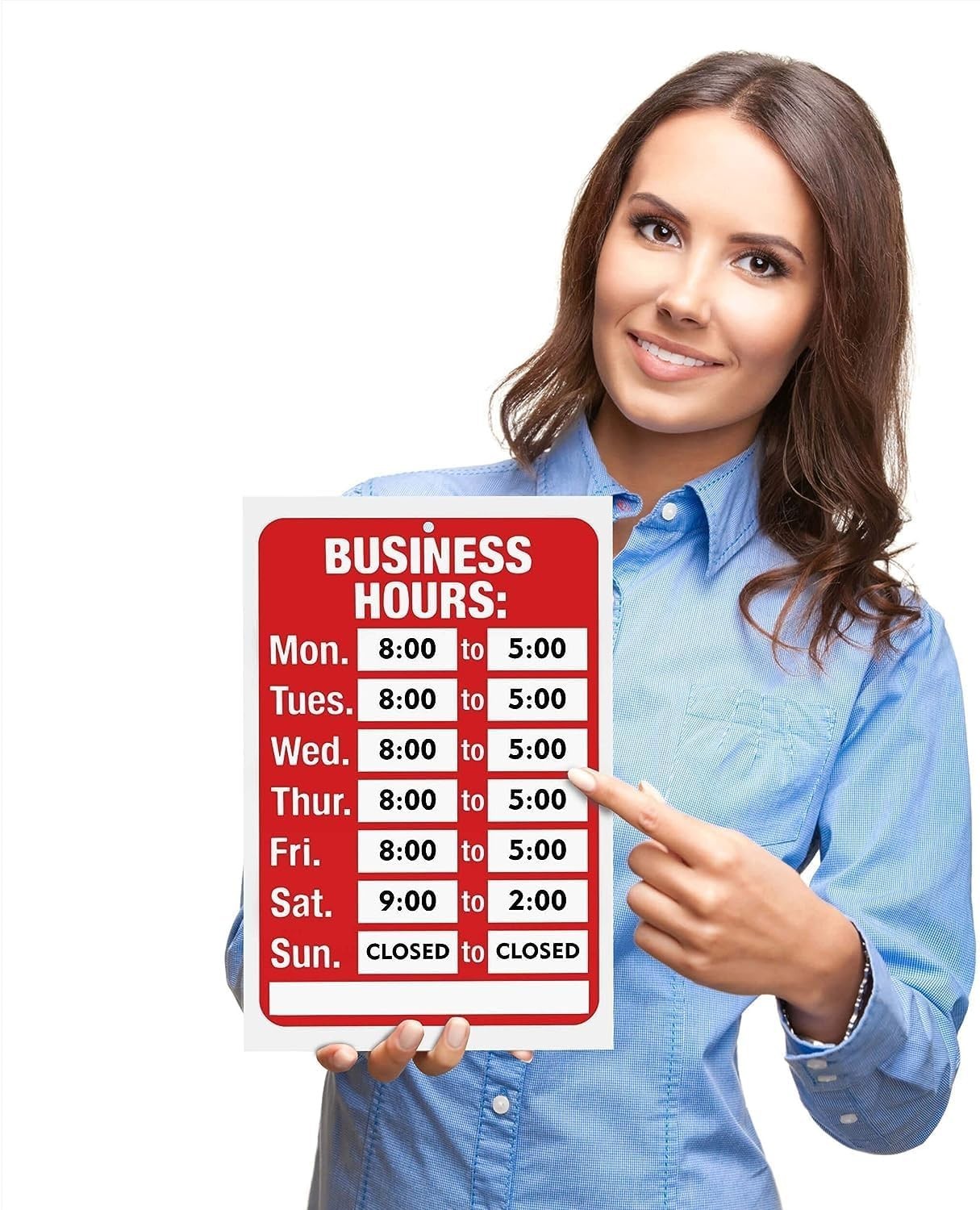 Bright Red & White Business Hours Sign Kit for Clear Visibility—7.7 x 11.7 Inch
