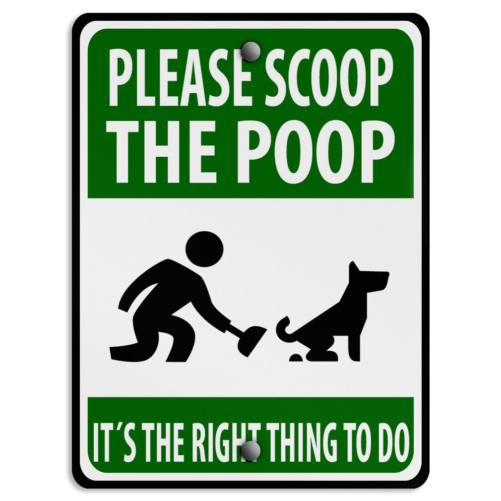 Aluminum Vertical Metal Sign Please Scoop The Poop Weatherproof Street