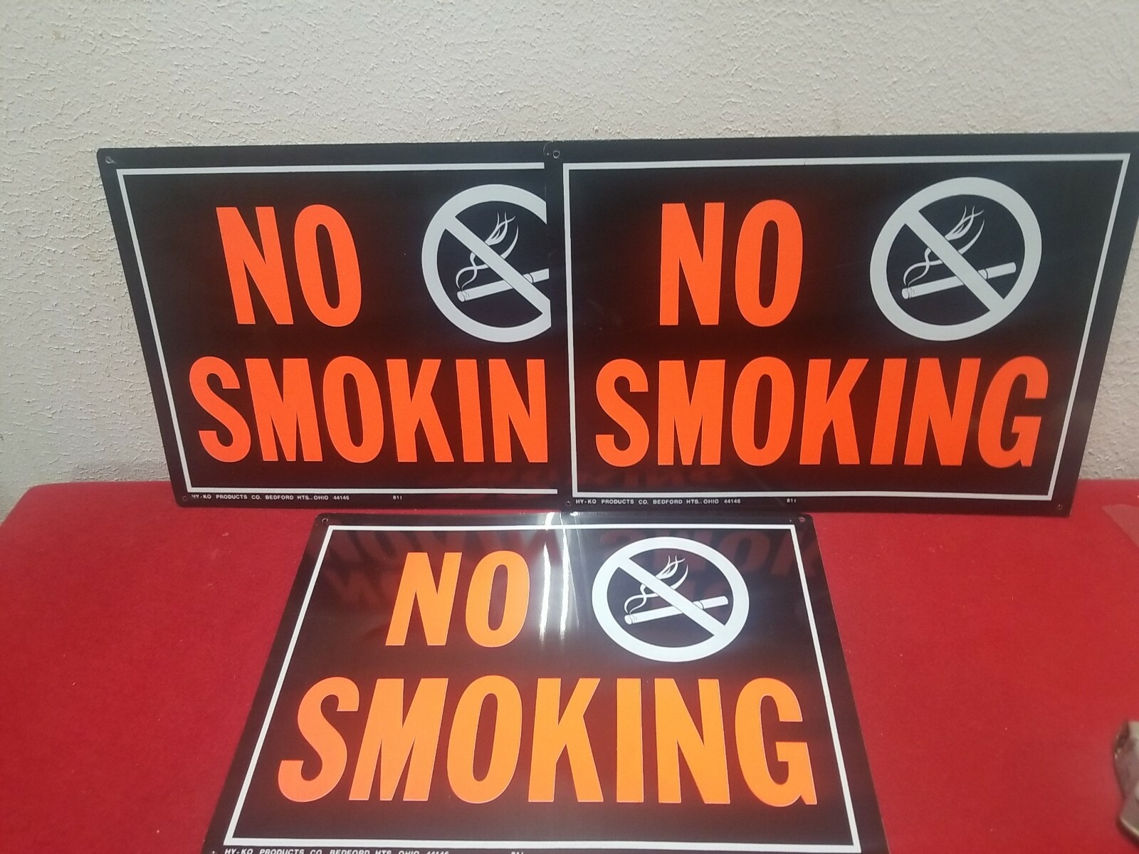 3 Vintage HY-KO Products NO SMOKING Signs 10×14 Metal