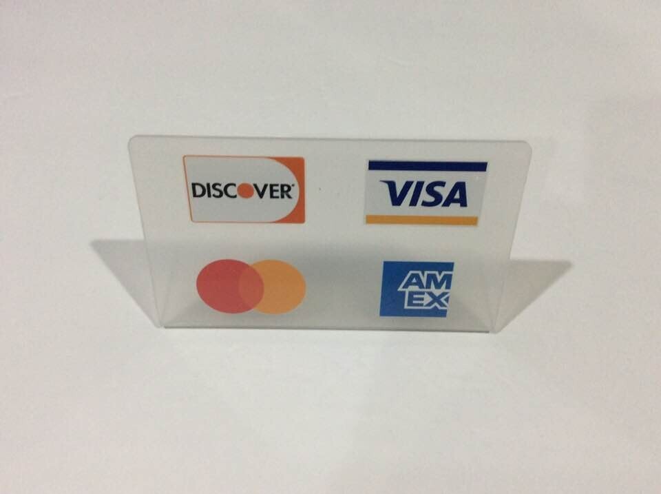 Credit card table sign