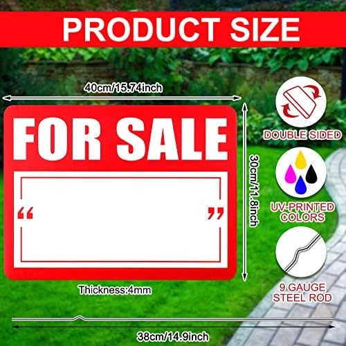 3 Pcs for Sale Yard Sign with Stake 12 x 16 Inch Double Sided Large Yard Red for