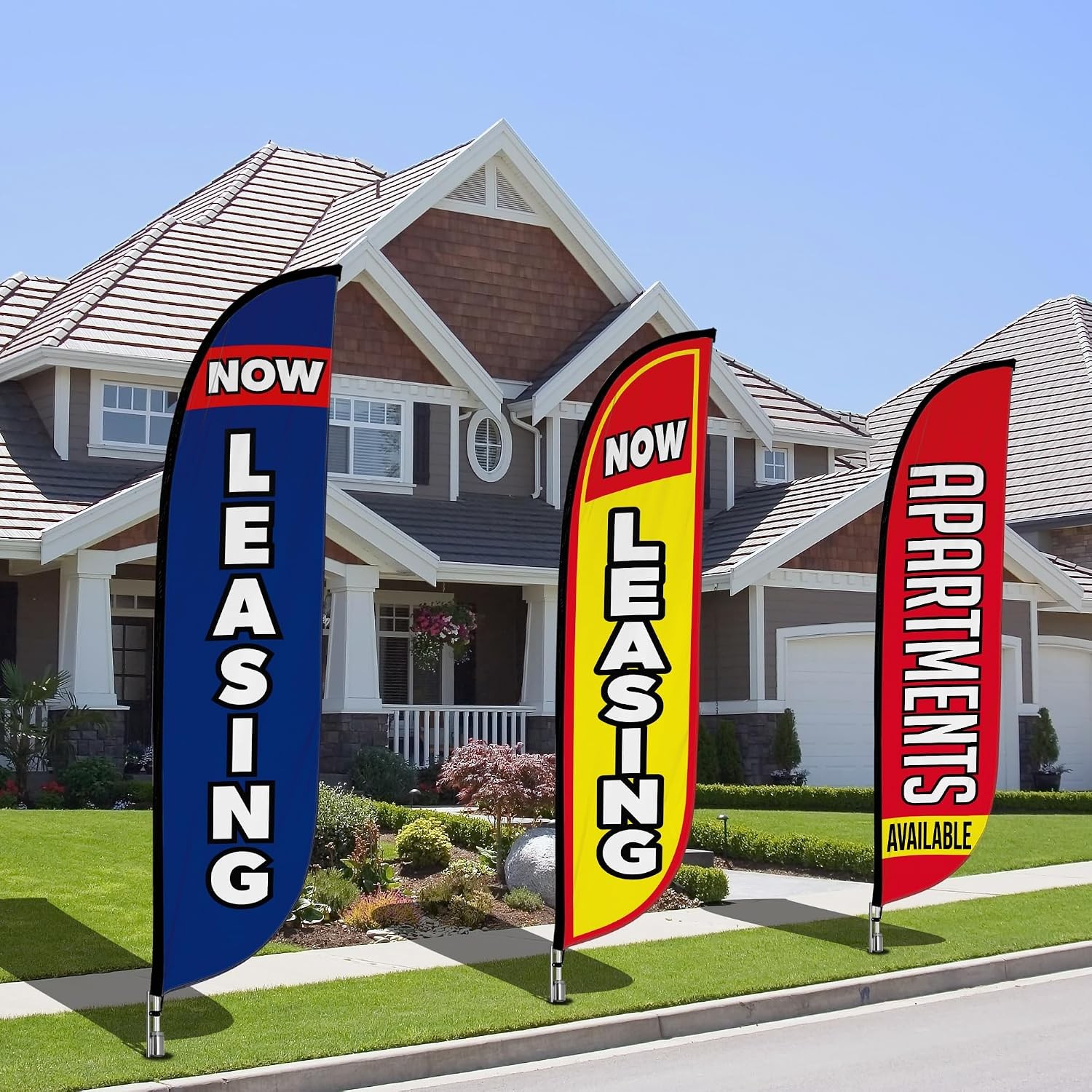 LookOurWay Real Estate Feather Flag Bundle 3-Pack – 12 Feet Tall Advertising Fla