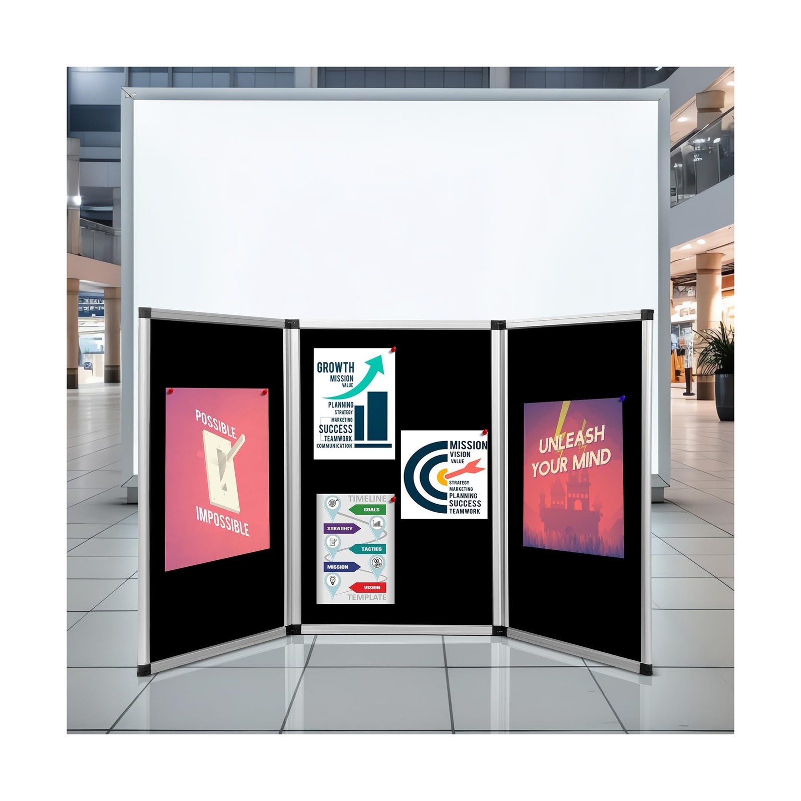 Sherr 3 Panel Trade Show Presentation Board, 72 x 35.3 inches Tri Fold Displa…