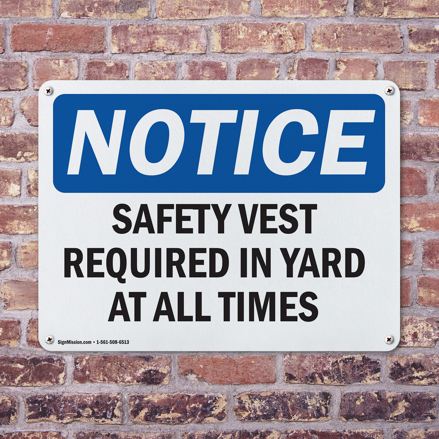 (2 Pack) Safety Vest Required In Yard At All Times OSHA Notice Sign Decal Metal