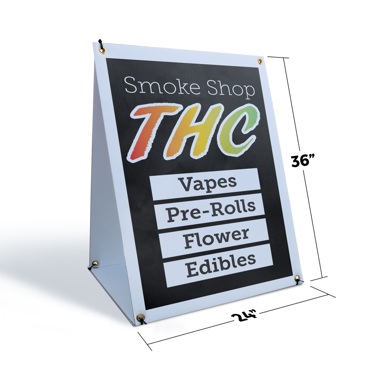Smoke Shop THC A-Frame Sidewalk Sign Alternative Wellness Herbal Retail Best