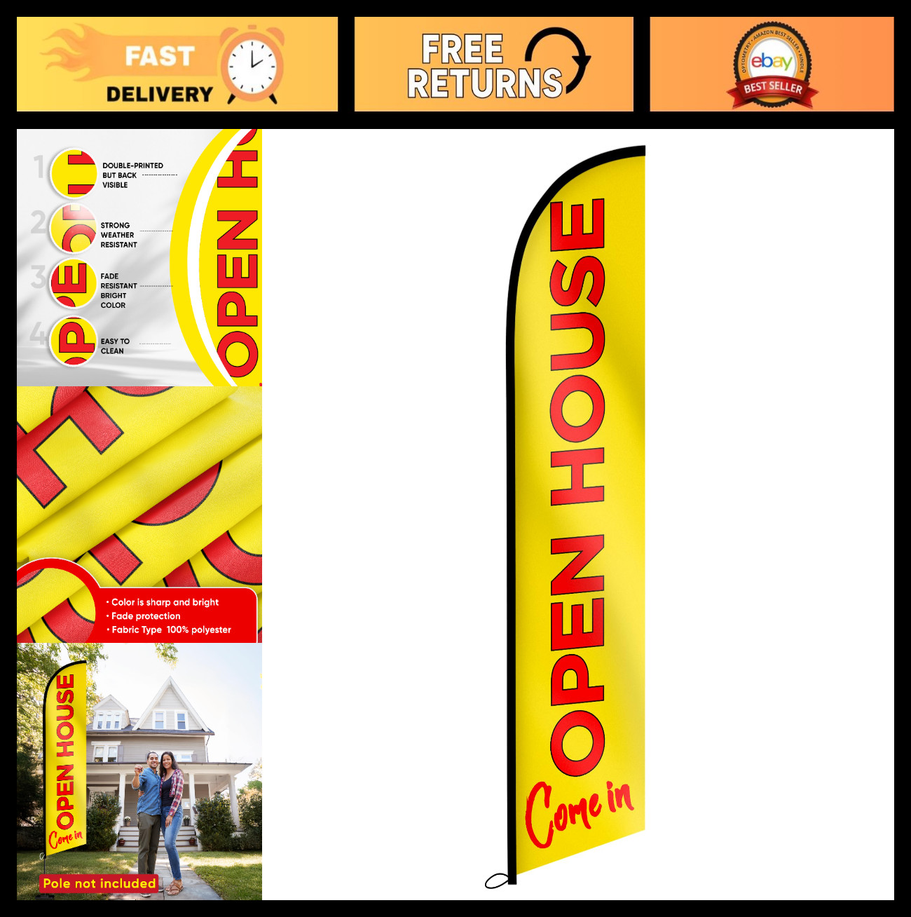 Open House Feather Flags – 12ft Swooper Signs for Real Estate Advertising – Yell