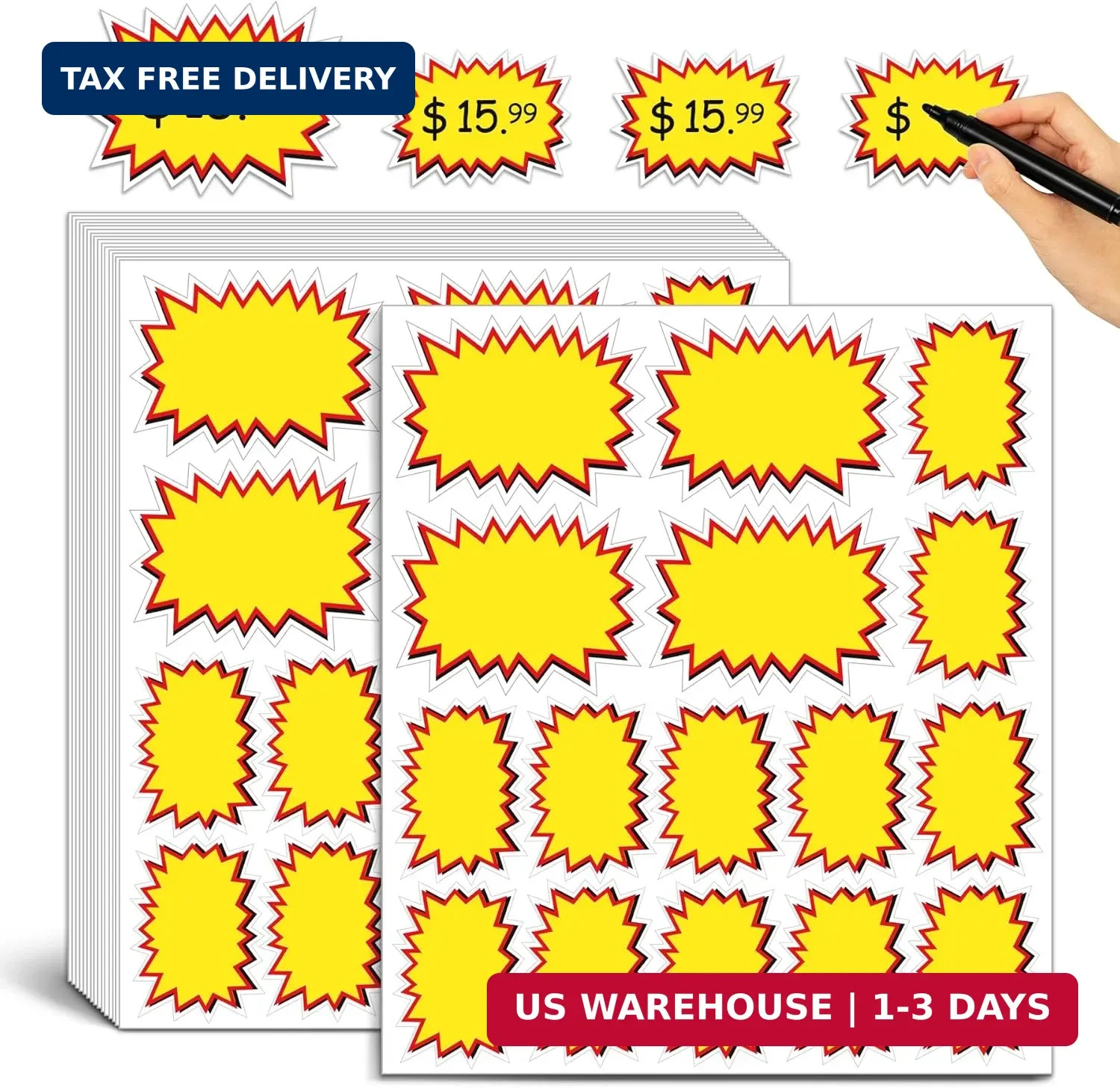 400 Pcs Removable Garage Sale Stickers,3&Prime;x 4&Prime; &2&Prime; x 3 Adhesive Yard Sale Price S