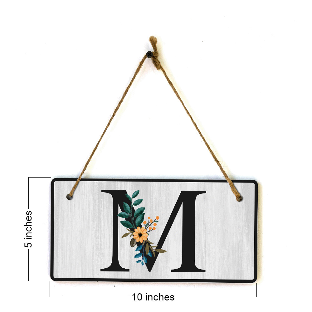 M Flower Decor 5×10 Hanging Wall or Door Sign | Alphabet Letter Room Decoration