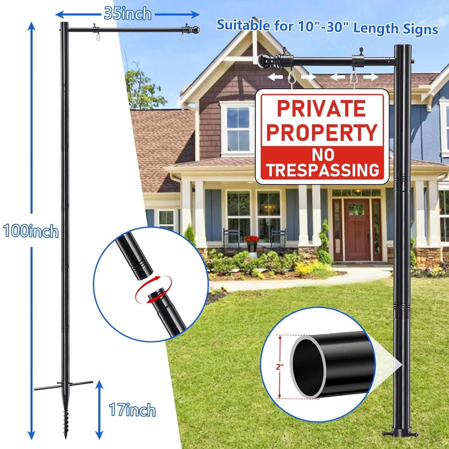 Real Estate Sign Post 100 Inch Yard Sign Post for Realtors Rent Sale Signs
