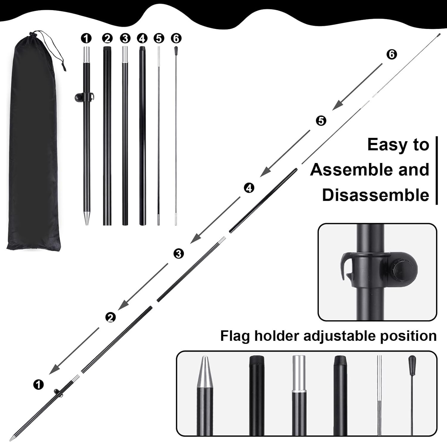 4 Open Feather Flag Pole Kits for Business Advertising – 8 Ft Black Banners
