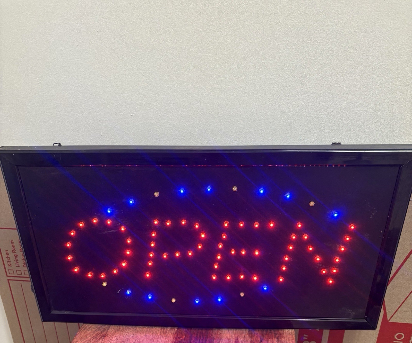 Latest 2017 Ulta Bright Animated LED Neon Light Open Sign Running Blue LED 730
