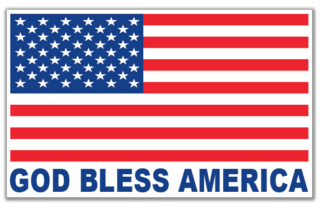 10×6 Inch GOD BLESS AMERICA USA Flag Sticker Decal