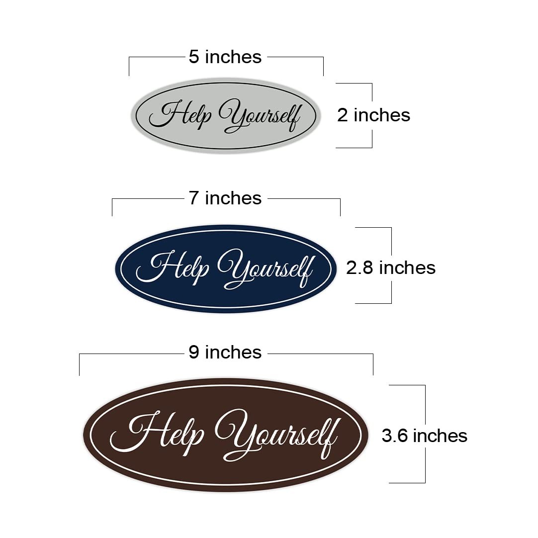 Oval Help Yourself Sign Black Gold – Large