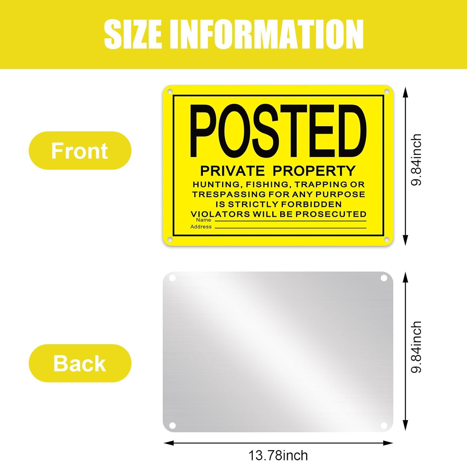 8 Pcs Large Posted No Trespassing Signs Private Property 10 X 14 Inch Metal No H