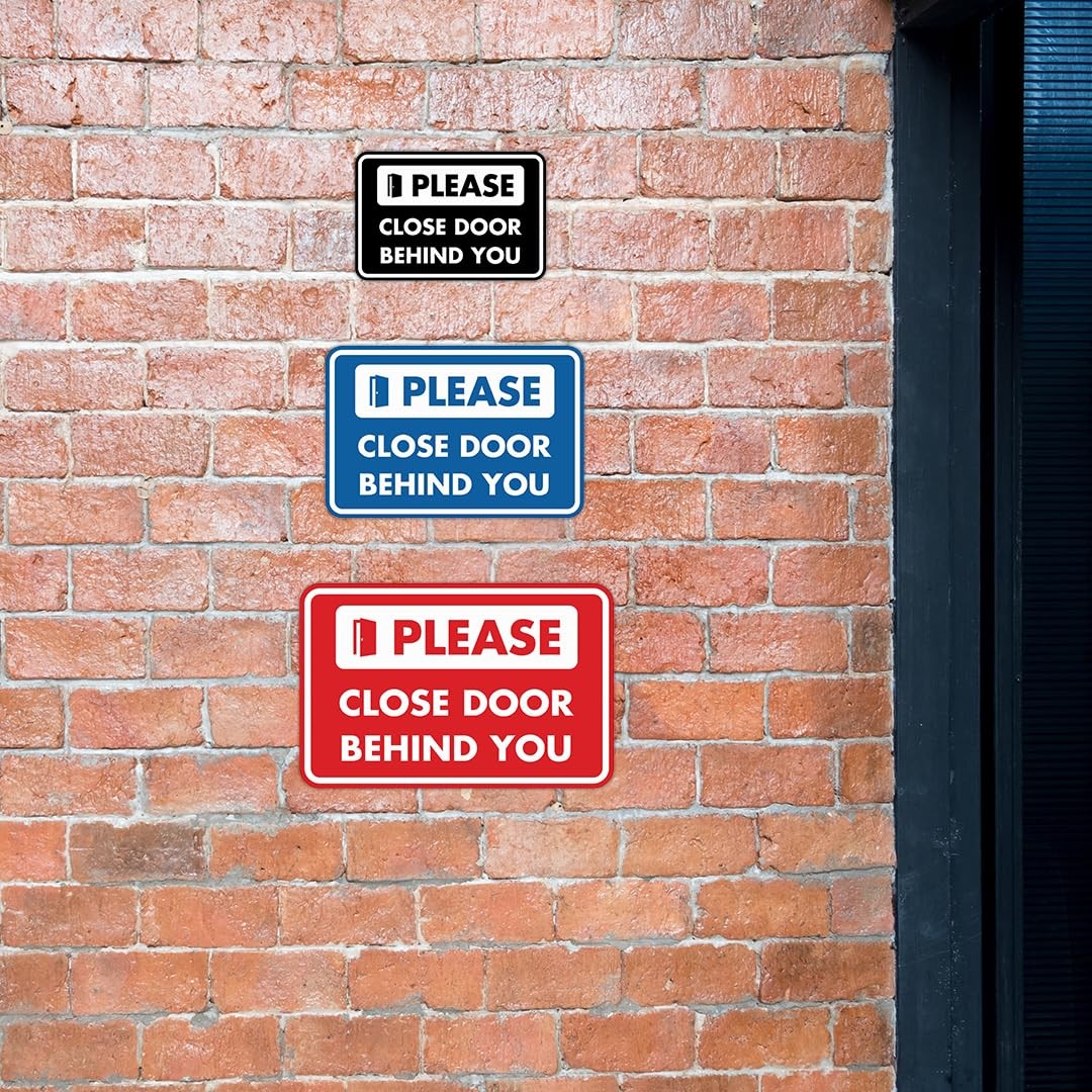 1 Pack Medium Black Please Close Door Behind You Sign, Classic Framed, Wall
