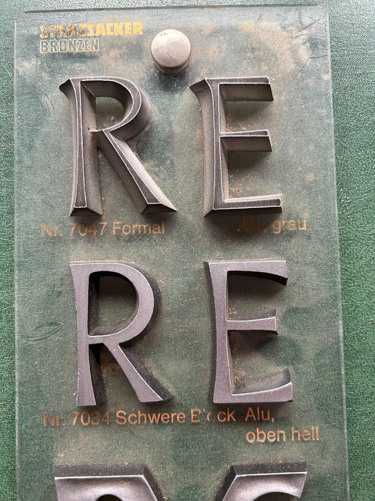 Strassacker Bronze Lettering Sample Board Monument Sign Letters Display