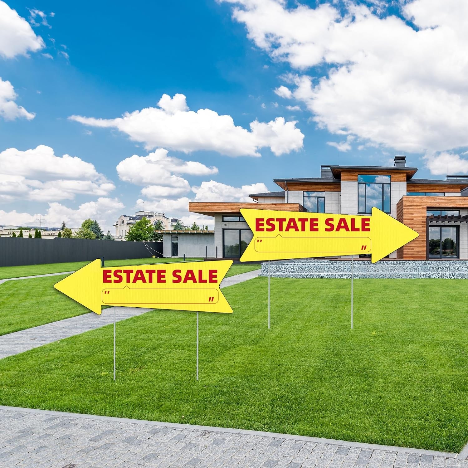 Estate Sale Yellow Arrow Yard Signs with Stakes-16 x 5 in Double Sided,For 10