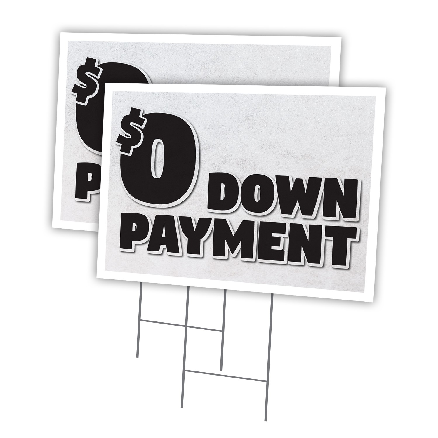 $0 Down Payment Multi-Pack of Yard Signs & Stake Coroplast Auto Shop Car Dealer