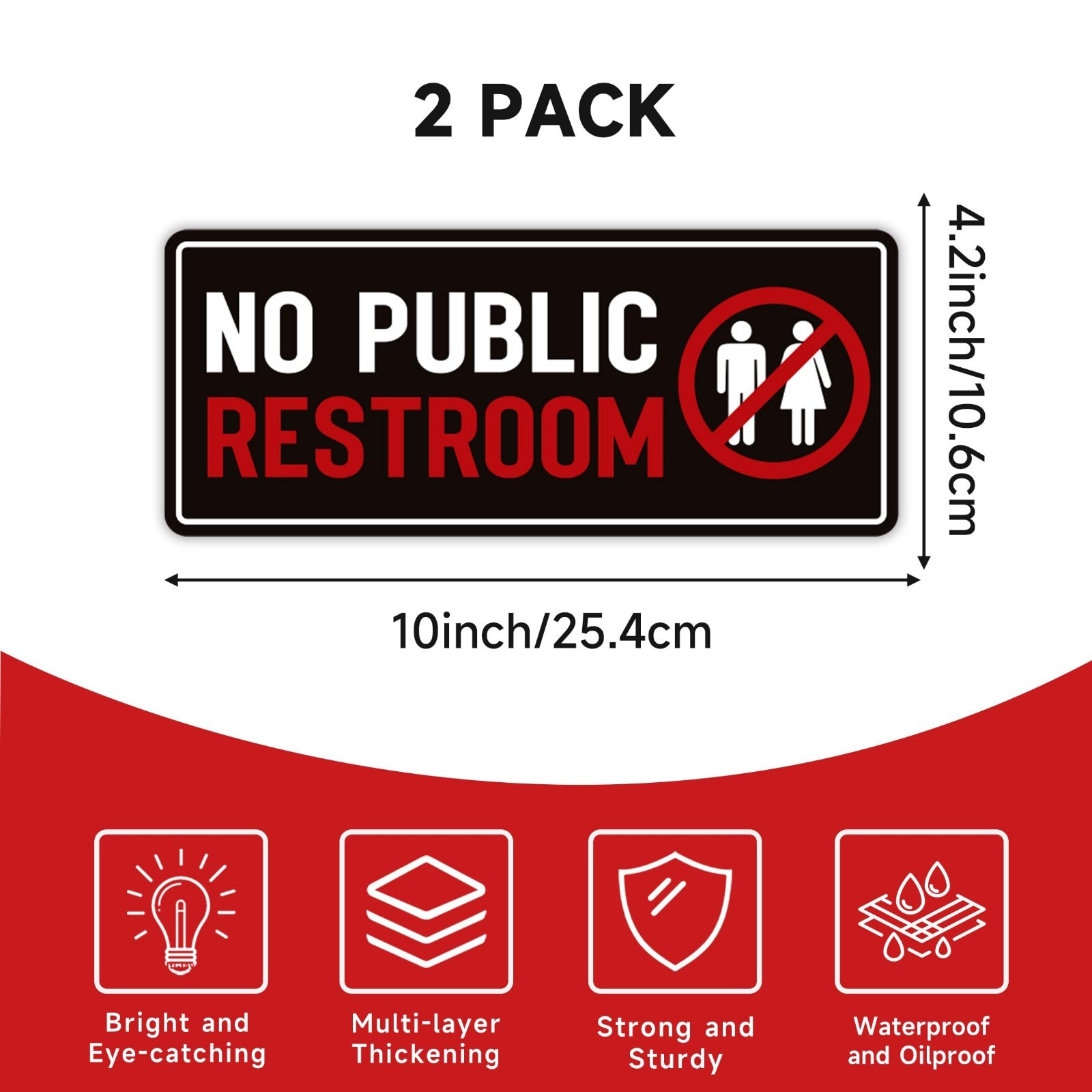 2PCS No Public Restroom Signs for Business, Self Adhesive Weatherproof Vinyl Sor