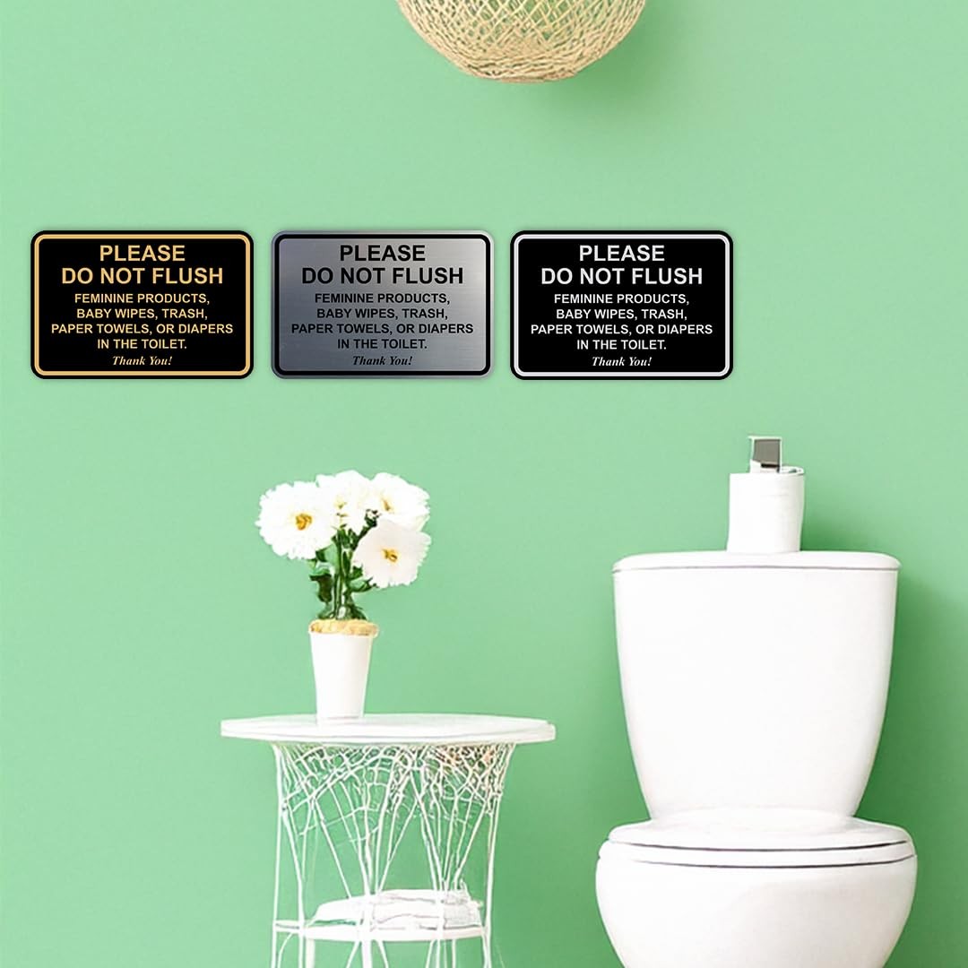 1 PCS 4×6 Inch Framed Please Do Not Flush Thank You Bathroom Sign Silver
