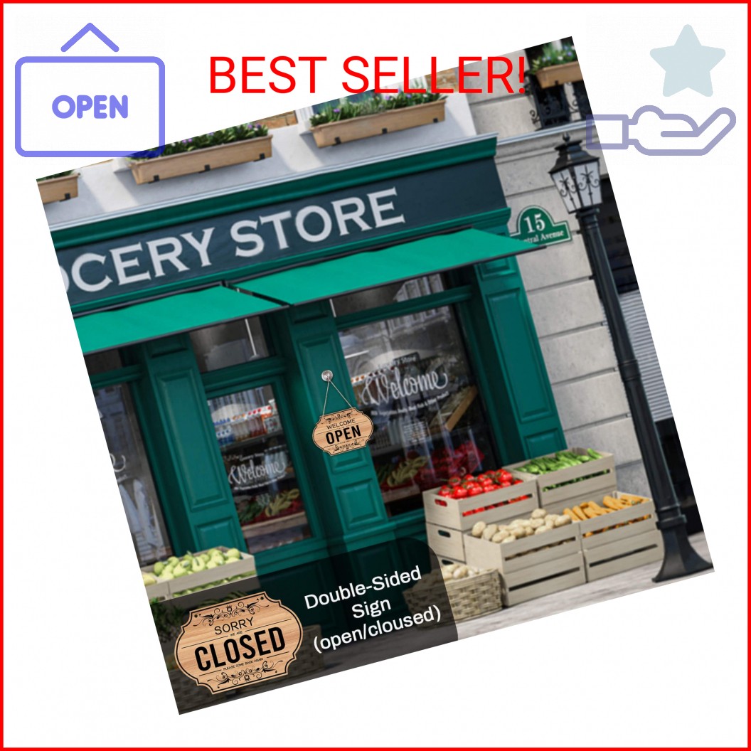 CARGEN Open Signs – Double Sided Open Closed Sign Business Hours Hanging with Ro