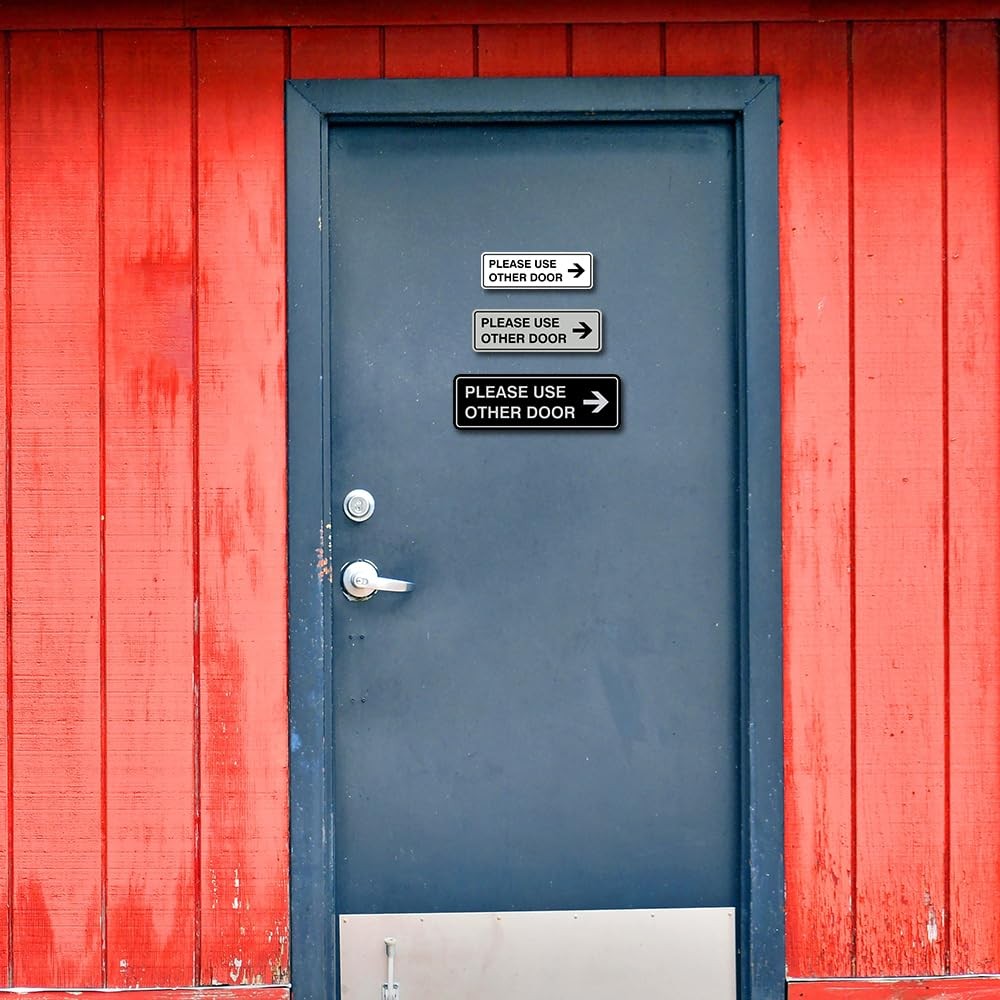 Standard Please Use Other Door Right Arrow Sign Red – Small 2 Pack