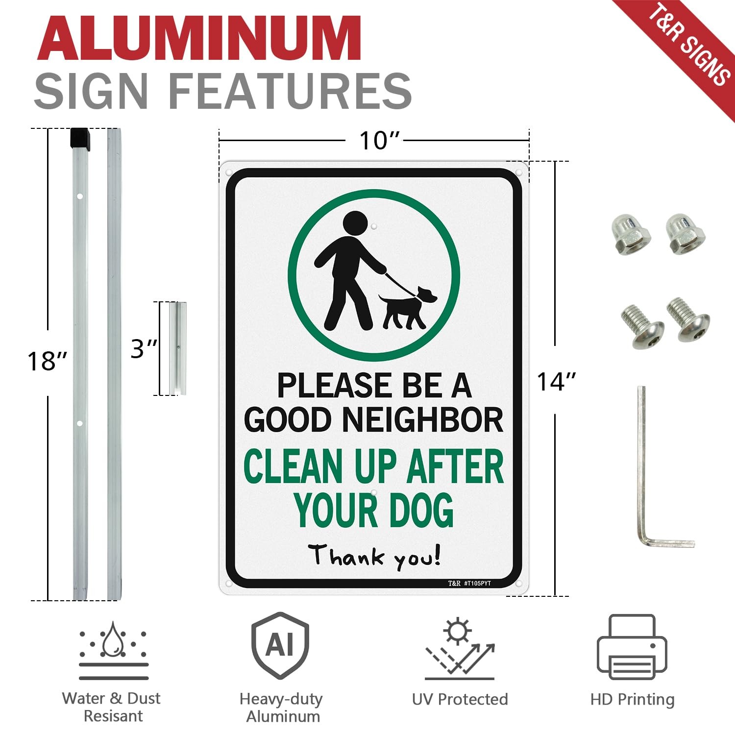 Please Be A Good Neighbor Clean Up After Your Dog Sign with 36&Prime; Stake for Out…