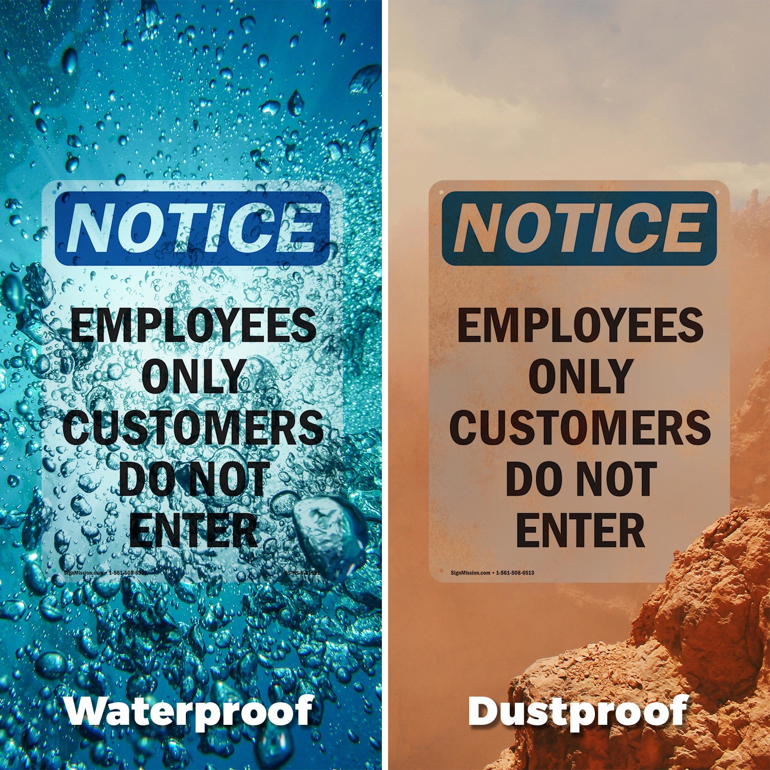 Employees Only Customers Do Not Enter OSHA Notice Sign Or Decal – 5 or 10 Pack