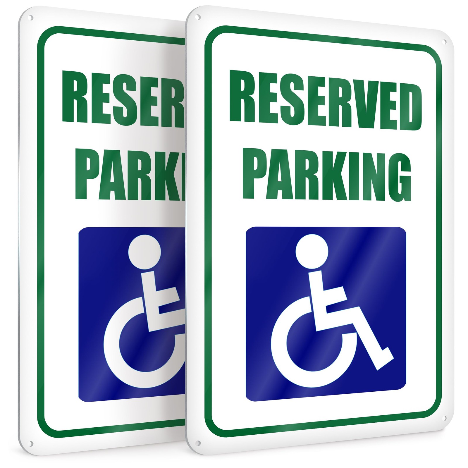 2 PC Handicap Reserved Parking Signs, 8×12 Reflective Aluminum Disabled Parki…