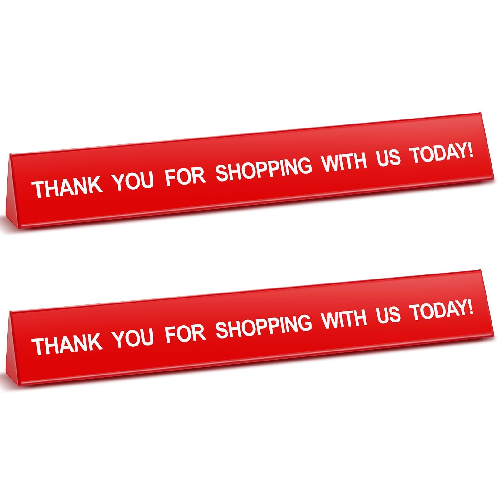 2 PCS Checkout Lane Divider Cash Register Thank You Red Resin 16×1 Inch
