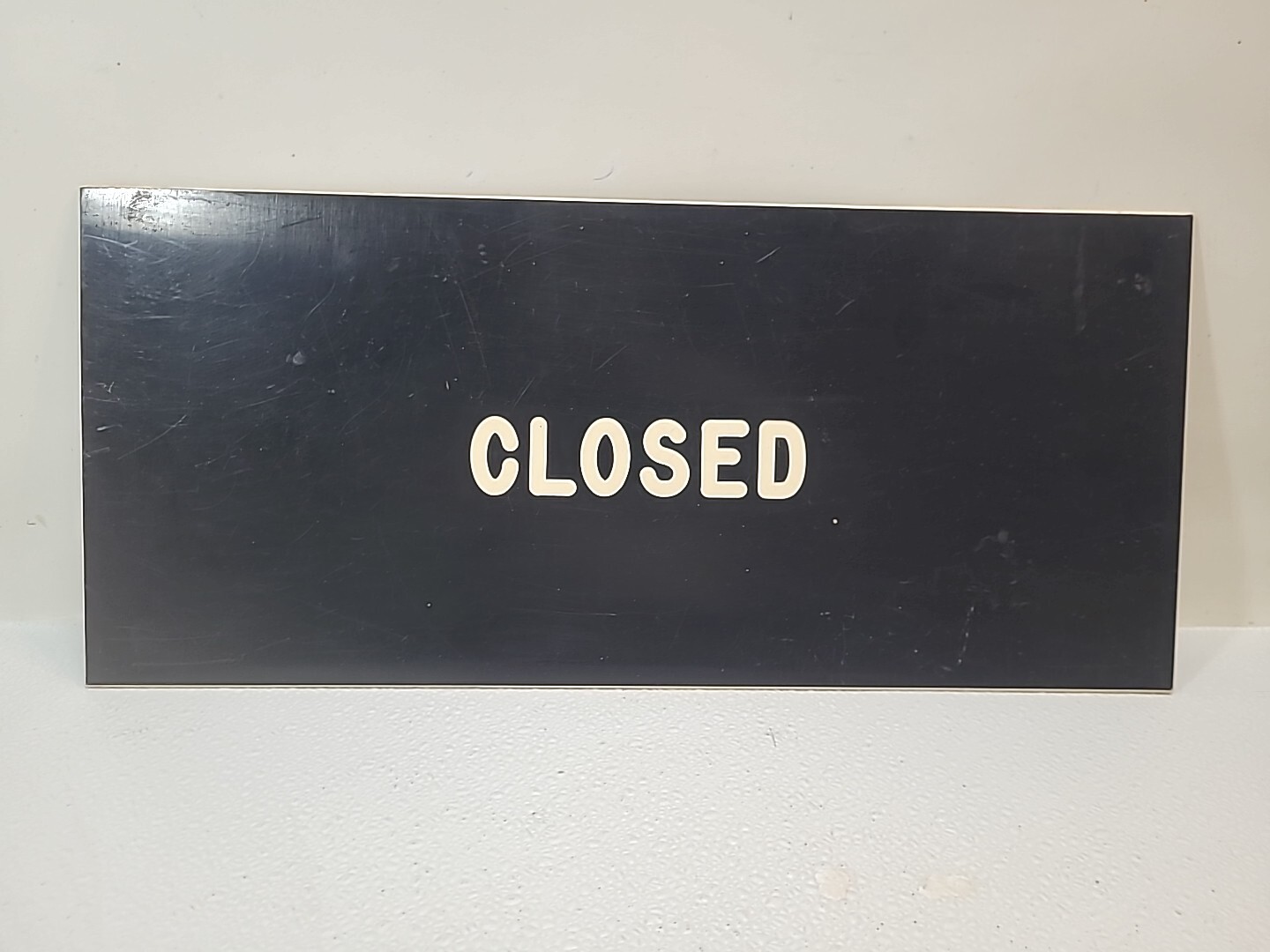 Set of Vintage OPEN / CLOSED White Letters On Black Double Sided 18&Prime; x 8&Prime;